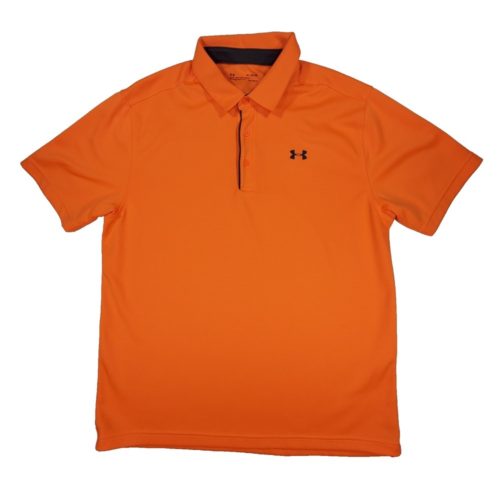 Under Armour HeatGear Polo‎ Shirt XL Orange Loose Fit Performance Golf